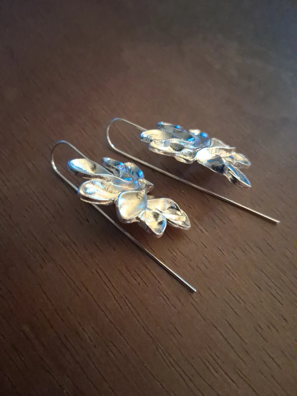 Silver Floral Drop Earrings - Women Accessories